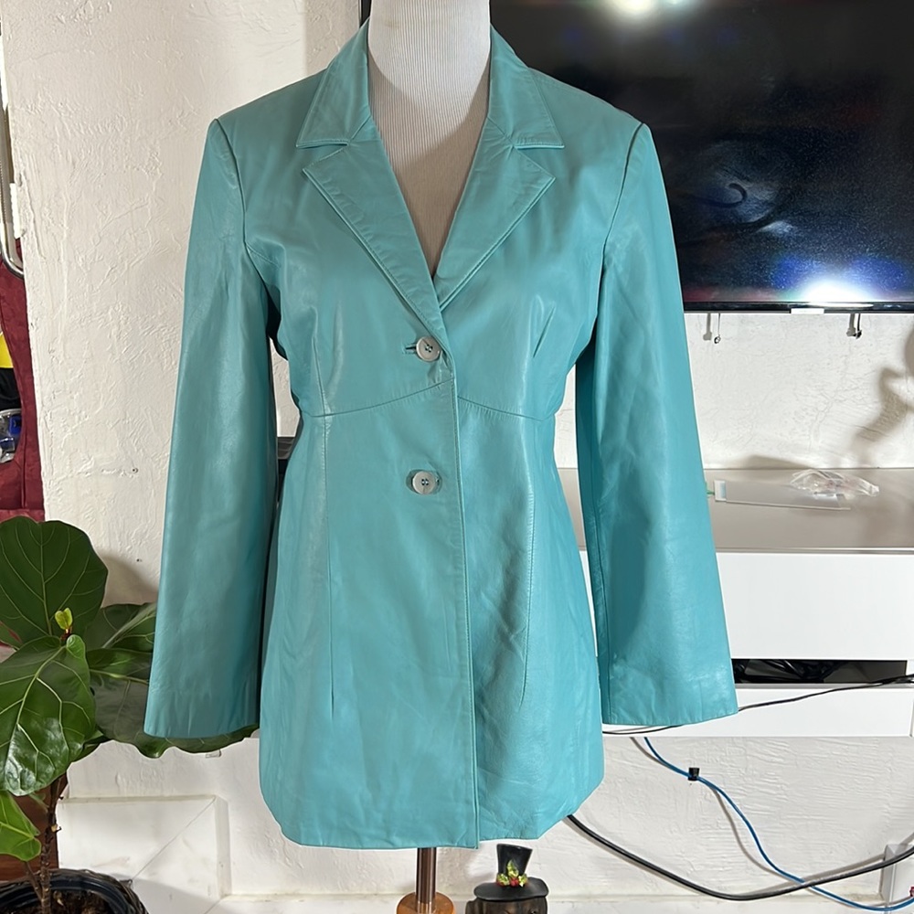 Adda blue 100% leather jacket size M